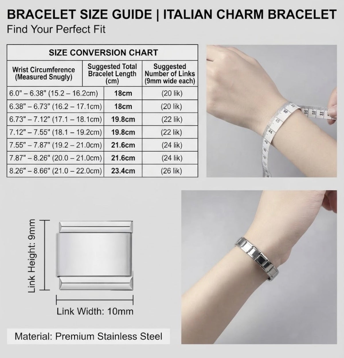 Italian Charm bracelet-Basic Link Bracelet